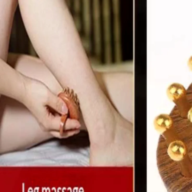 39-Tooth Solid Brass Meridian Brush Wooden Handle Massage Brush Multipurpose Beauty & Body Massage Tool