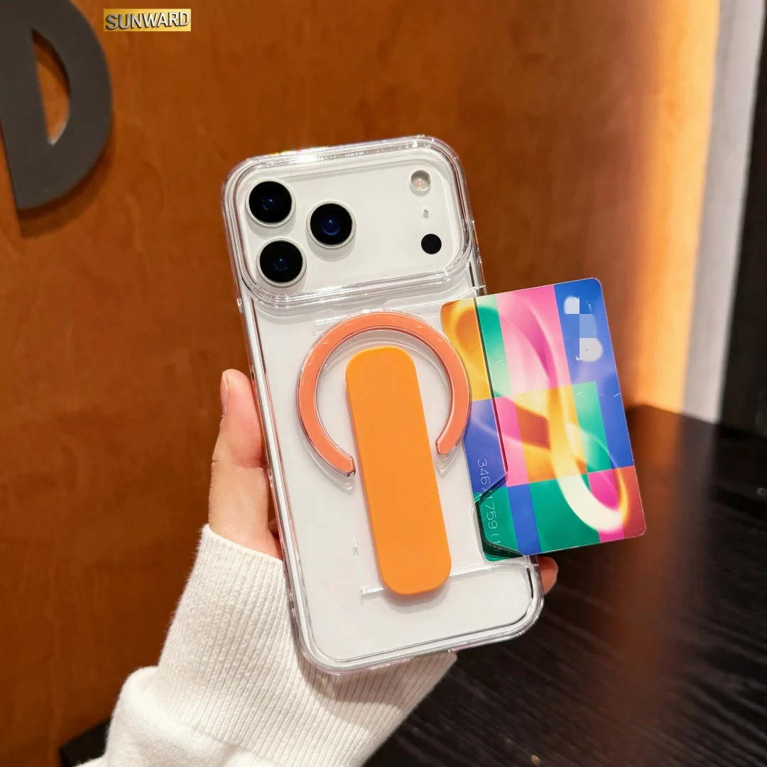 Luxuriöse Kreditkartenhalter-Hülle aus Transparentem Acryl für iPhone 16 13 15 14 17 Pro Max mit MagSafe Magnetischer Ladehalterung
