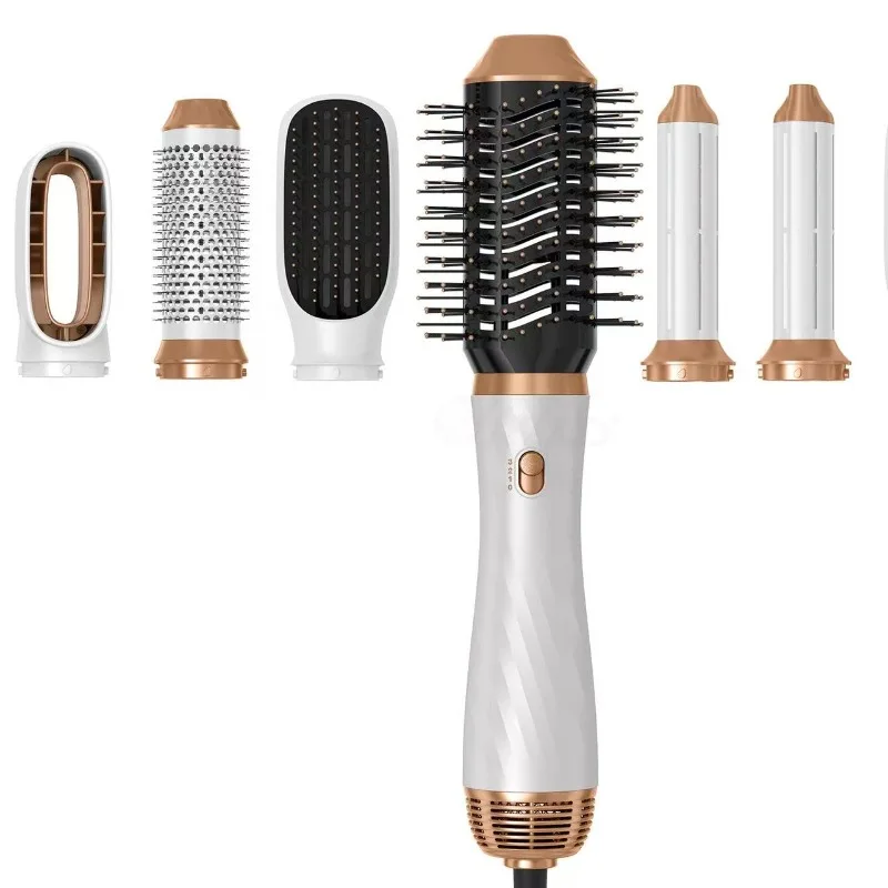Professional Hair Dryer Brush 6 in 1 Hot Air Brush Set for Fast Drying Curling Drying Straightening Combing Hair Styler