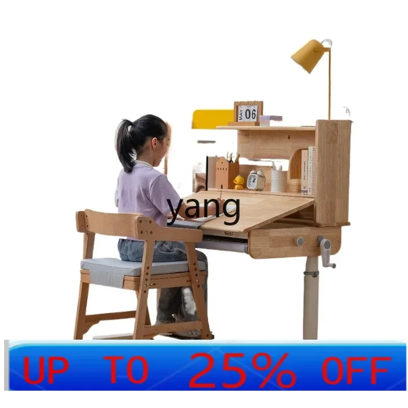 

LMMdesk liftable solid wood writing table household desk and chair set