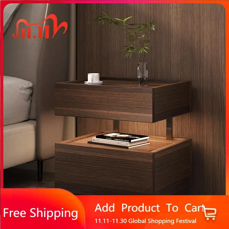 

Unique Drawers Bedside Table Coffee Librero Comfortable Simple Bedside Table Storage Mini Wood Mesa De Noche Trendy Furniture