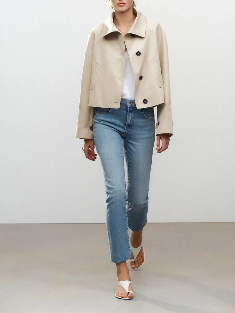 

Sweet Versatile Comfortable ort Sle Women's Coat New Arrival Spring Season Simple Faion Slim Fit Commute Long Sve