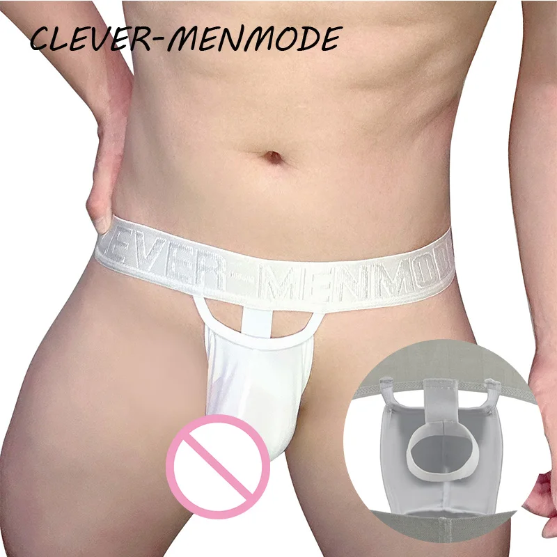 Microo-CLEVER-MENMODE para hombre, ropa interior Sexy de seda de hielo, ultrafina, larga, pene, calada