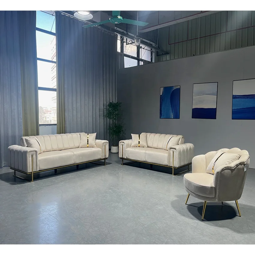 

# Modern Living Room Sofa Set Convertible Design with Tufted Back and Metal Legs Durable & Eco-Friendly Living Room Furniture