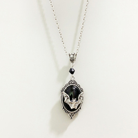 Gothic Ellipse Black Bat Pendant Necklace for Women Punk Halloween Goth Jewellery Gift