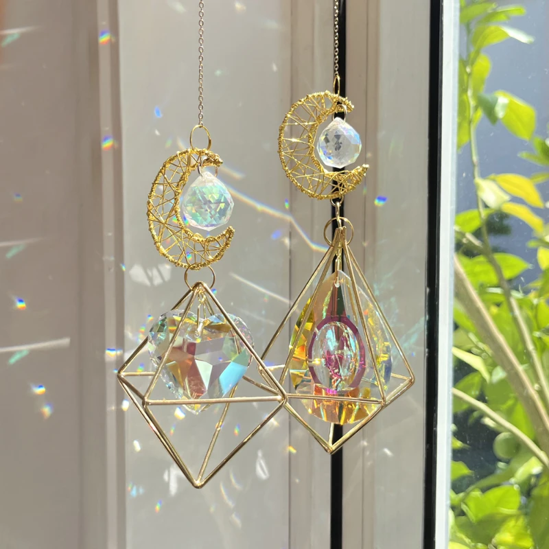 Window Side Bedroom Home Decoration Pendant New Moon Love Longan Air Frame Crystal Sun Catcher  Room Decor