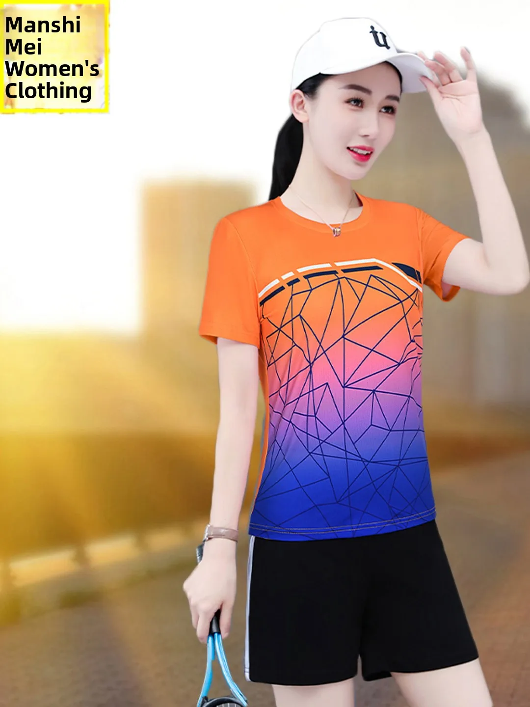 

Qui Dry Ice Silk Fitn Костюм для бега Женские брюки Спортивная одежда Комплект из двух предметов Дышащий удобный летний наряд