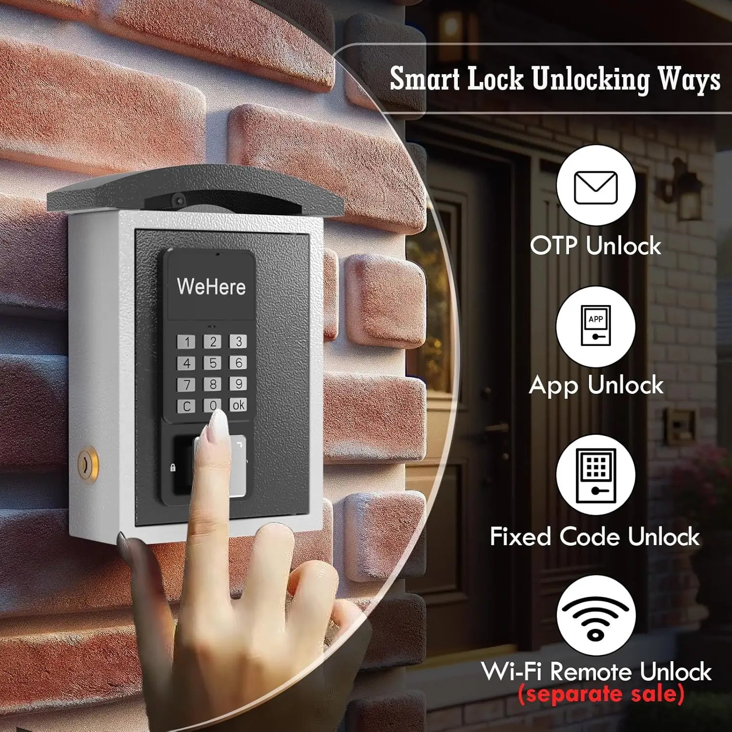 WeHere Key Safe Box Smart OTP/APP/Password/Bluetooth/Key Unlock KeyBox Security Storage For House Outdoor Security Management