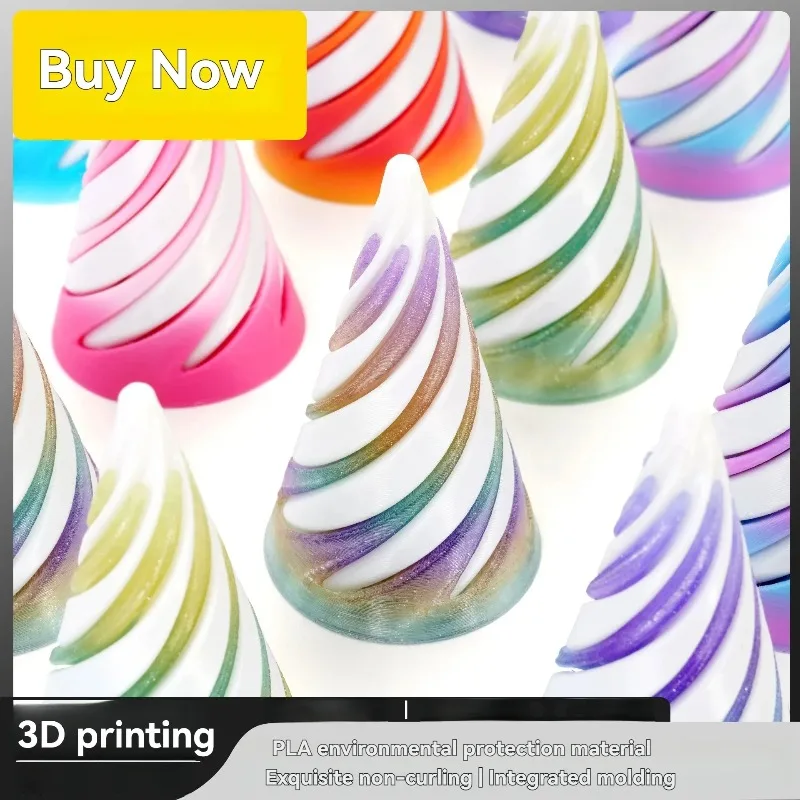 3D Printed Impossible Pyramid Helix Screw Spiral Cone Passthrough Fidget Toy Stress Relief Desk Decor Ornament