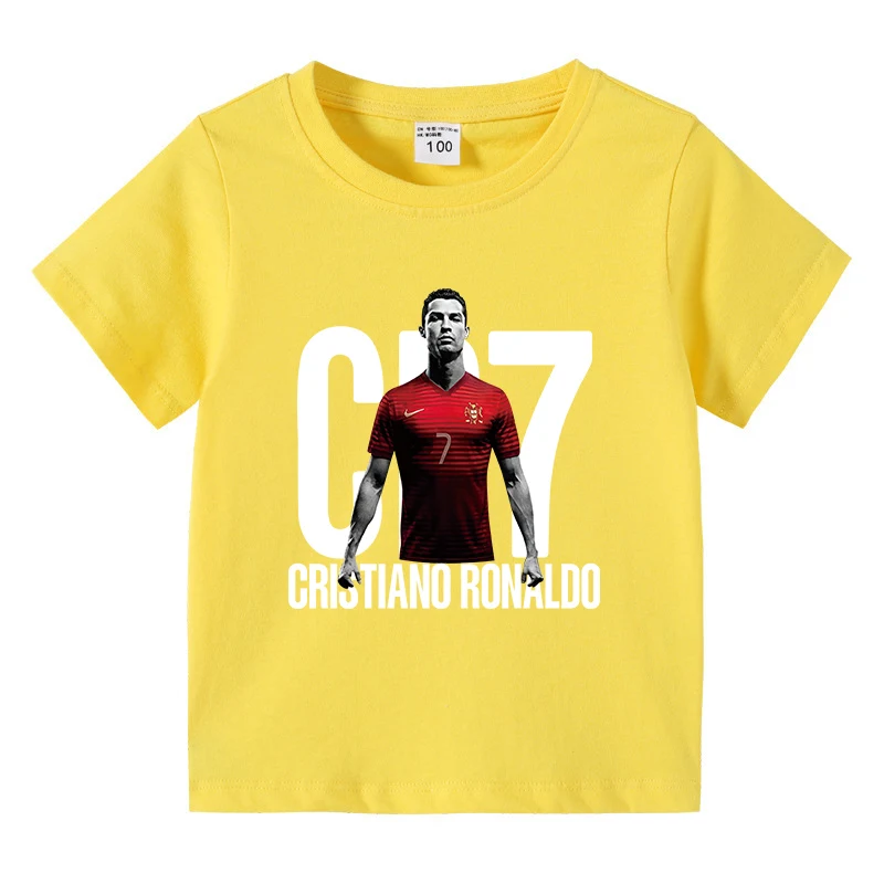 2026 Meistverkauftes Jungen 100% Baumwoll-T-Shirt CR7 Fußball-Print Kurzarm O-Ausschnitt Atmungsaktiv Sommer Lässige Sport-Kinder-Tops Tees – Detail 5