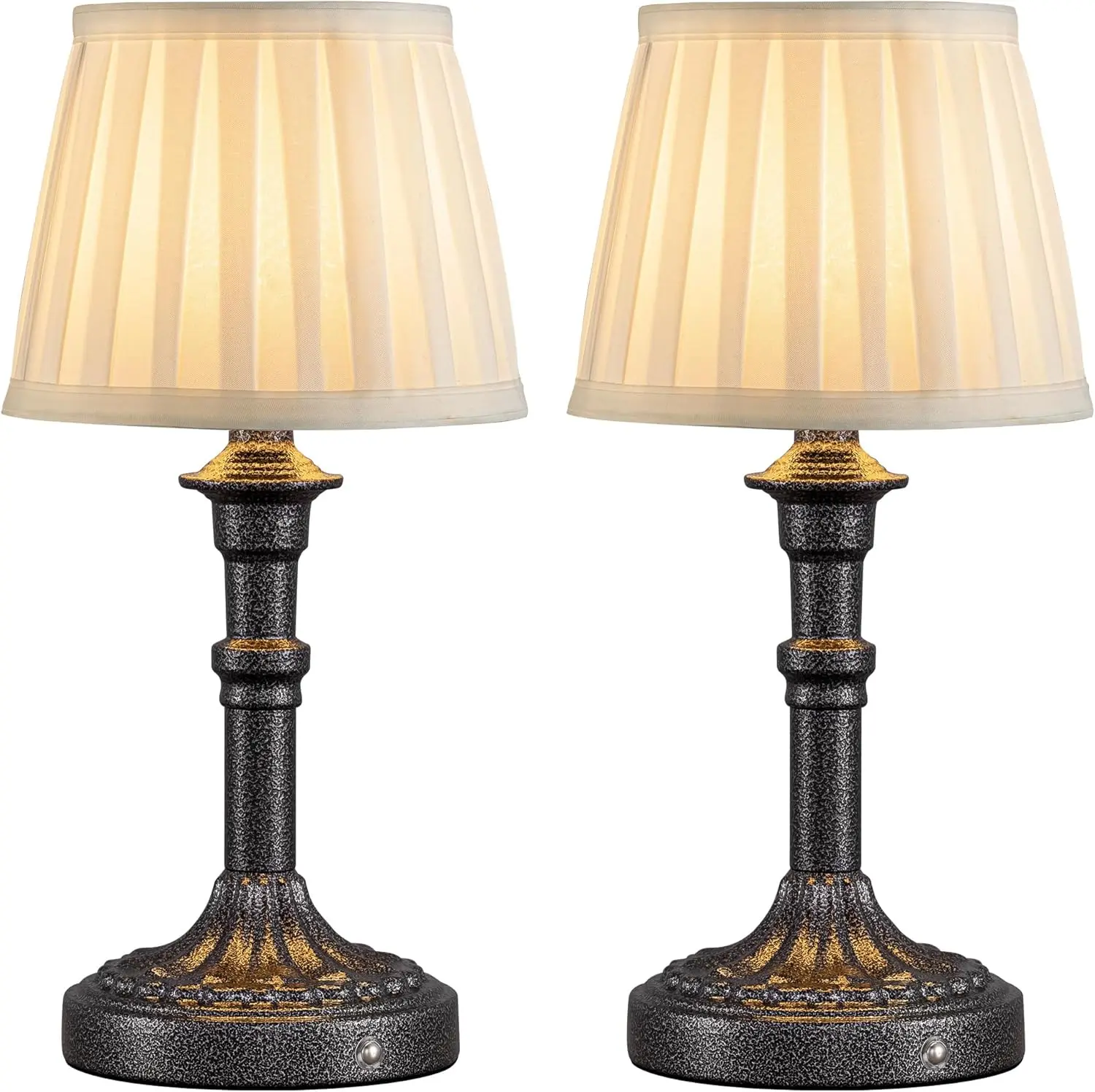 

Cordless Portable LED Table Lamp Set of 2, Fabric Shade, 4000mAh Battery, Stepless Dimmable for Living Room Bedroom