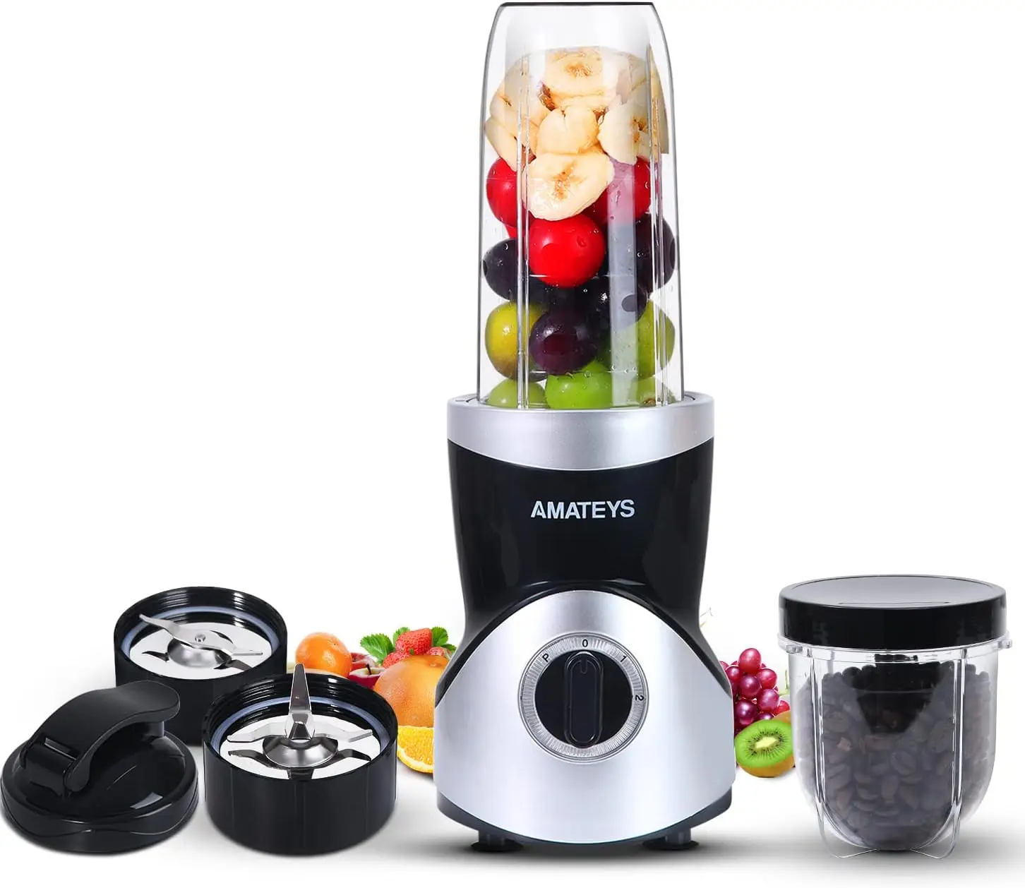 Portable Blender for Shakes, Smoothies & Coffee Grinding with Travel Bottles and Adjustable Speeds