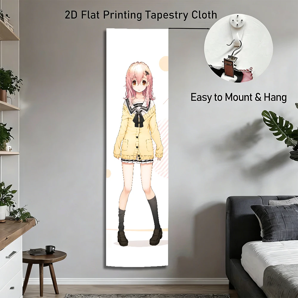 Kimi to Kanojo to Kanojo no Koi Vertikaler langer Wandteppich, Anime-Schulmädchen-Wandbehang, gelbes Cardigan-Charakterbanner für – Detail 3