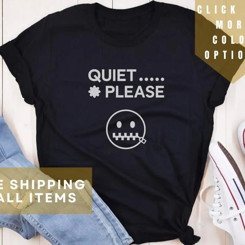 

Тихая, пожалуйста, футболка с забавным интровертом, минималистичный дизайн, размер