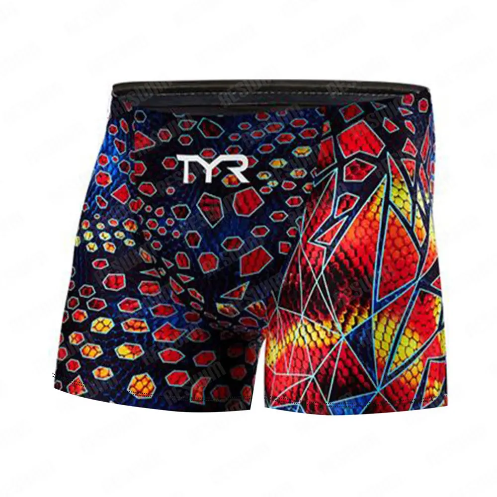 New Men's Swim Shorts Athletic Jammers Swimsuit Beach Tights Shorts Training Swimming Trunk Lycra Quick Dry Surf Pants Plus Size image 4