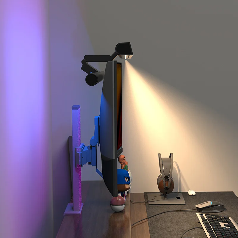 LED Dual Head Gaming Competition Desktop Atmosphere Light Pickup Screen Hanging Light RGB Computer Monitor Eye Protection Lamp