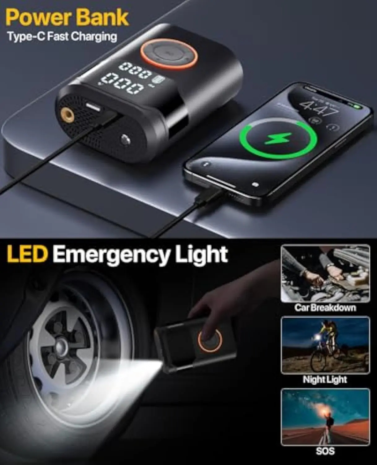 Automatic Rechargeable Electric Mini Digital Wireless Portable Cordless Tyre Inflator Car Air Pump Compressor Tire Inflators