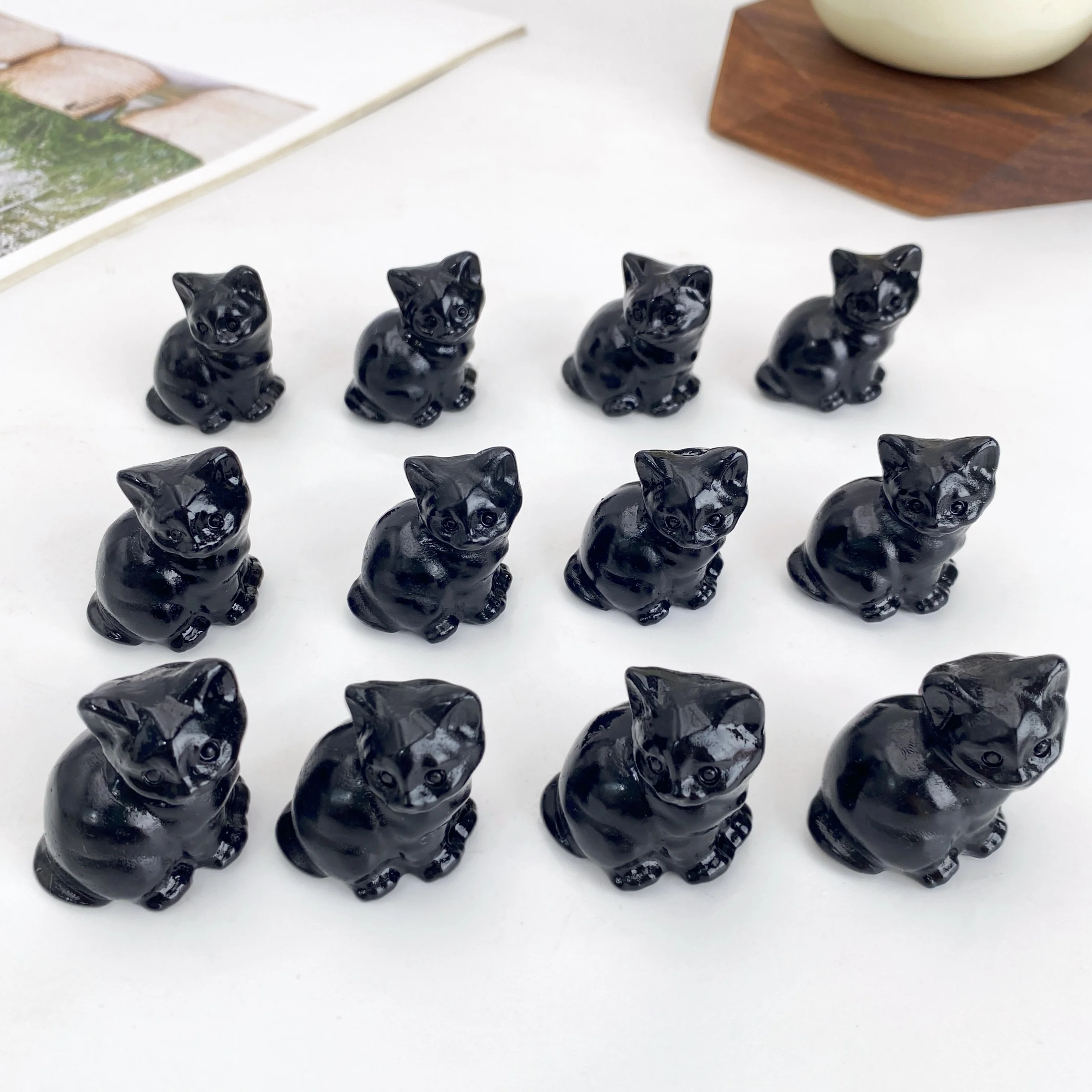 Random 1PC High Quality Natural Obsidian Cat,Birthday Gift,Men Gift,Women Gift,Scene Decoration,Table Decoration.