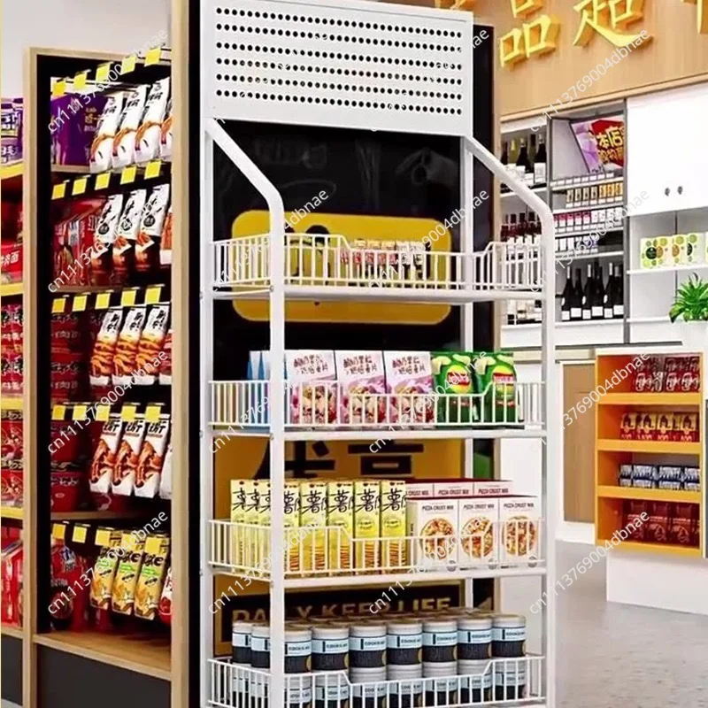 Snack Storage Shelves Convenience Store Small Shop Snack Shelves Movable Floor-to-ceiling Multi-layer Storage No Punching