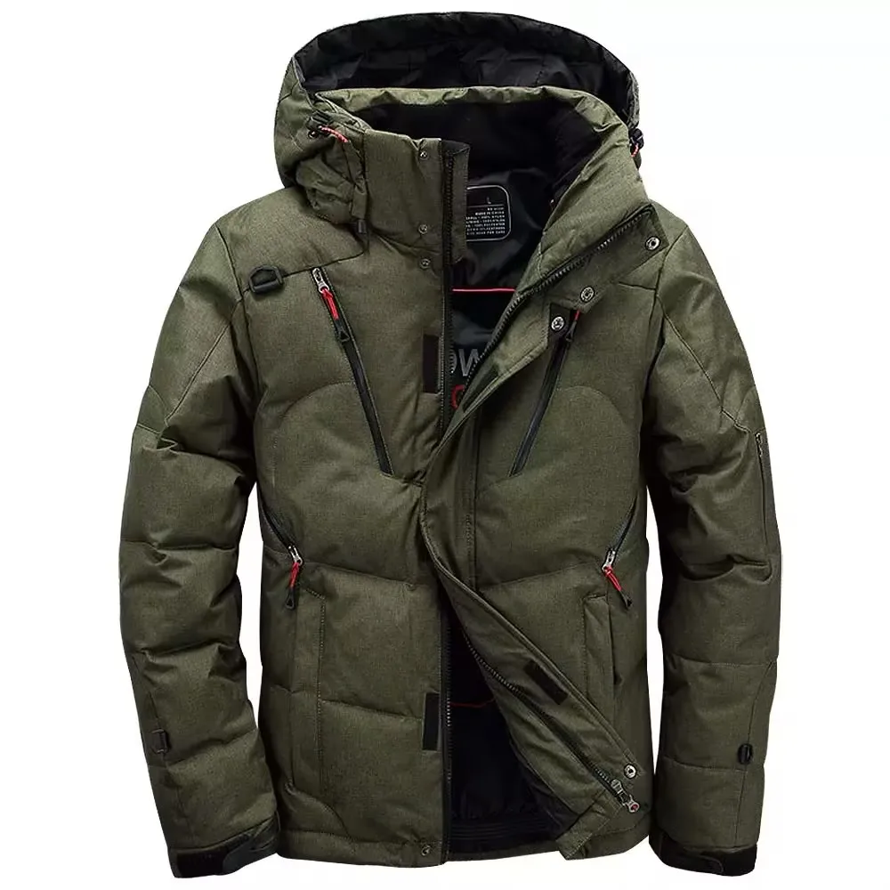 

Куртка для выступлений, мужская рабочая одежда, зимнее пальто, строительное белое утиное пуховое пальто с утолщенным капюшоном и защитой от ветра, холодное пальто