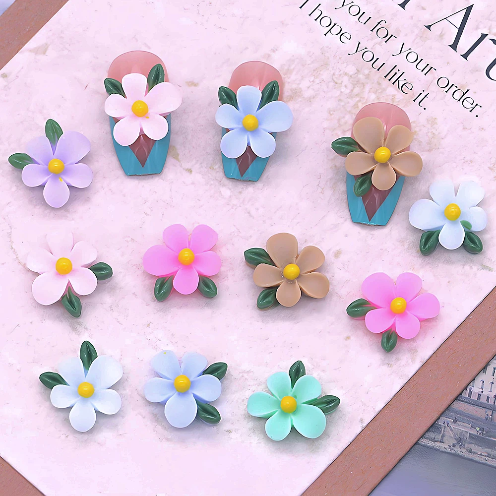 

40Pcs 3D Acrylic Five-petal Flower Nail Art Charms Resin Parts Accessories For Nails Decoration Manicure Decor Supplies Material
