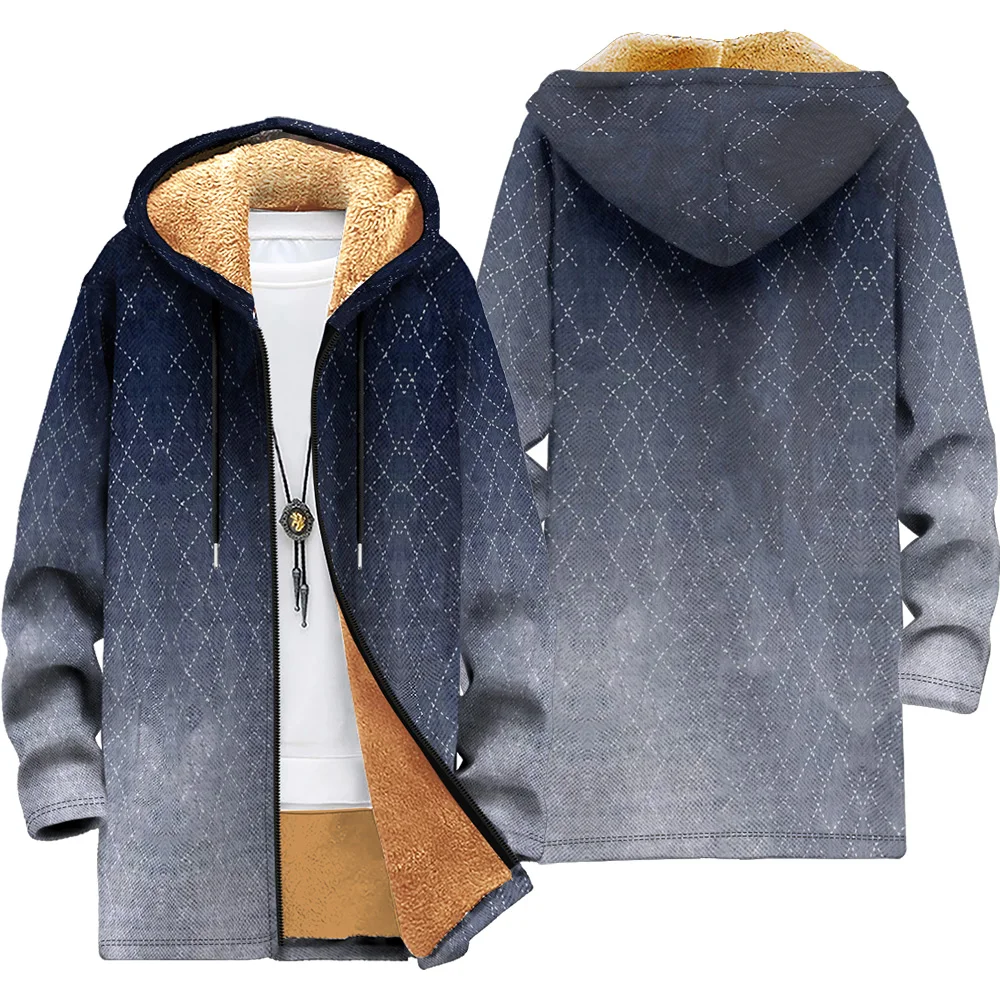 Veste Rembourrée en Coton pour Homme, Vêtement d'Hiver avec Fermeture Éclair, Poche en Plumes, Nouveau Design Simple de Couleur Bleue et Grise