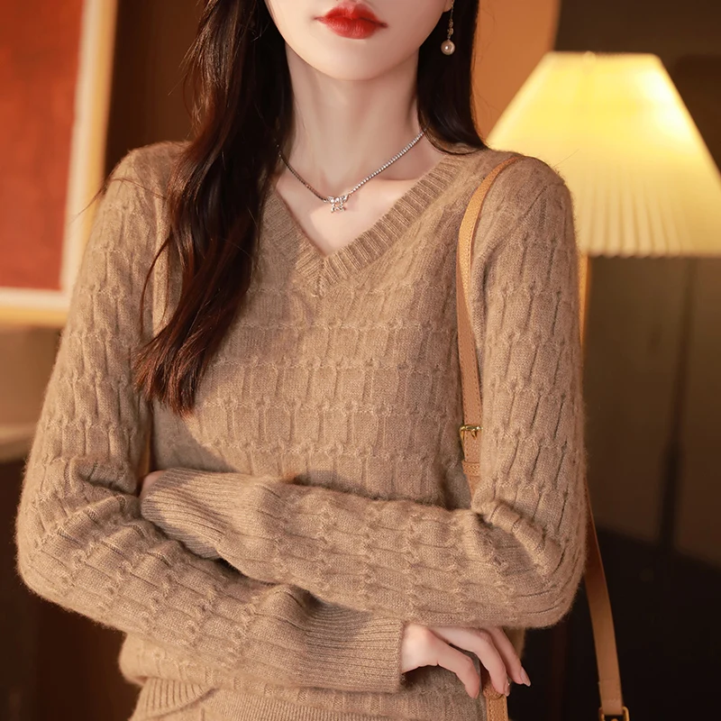 여성 기본 100% 메리노 울 패션 v 넥 솔리드 컬러 스웨터 풀오버 캐시미어 긴 소매 부드럽고 부드러운 따뜻한 의류 탑