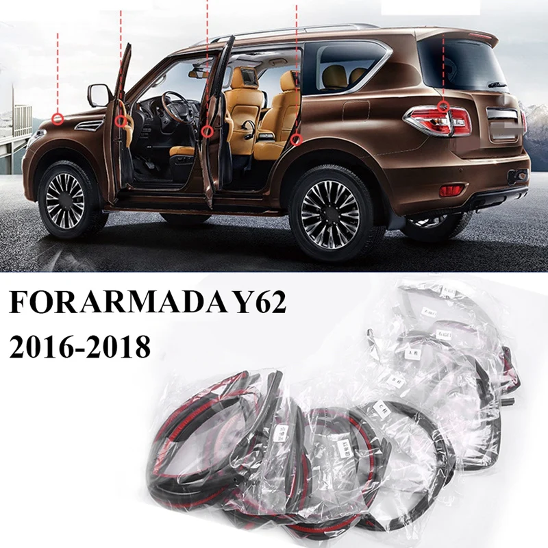 

Car Door Seal Strip Kit Rubber Seal Sound Insulation Weatherstrip Seal For Nissan Patrol Y62 A-Rmada 2016 2017 2018