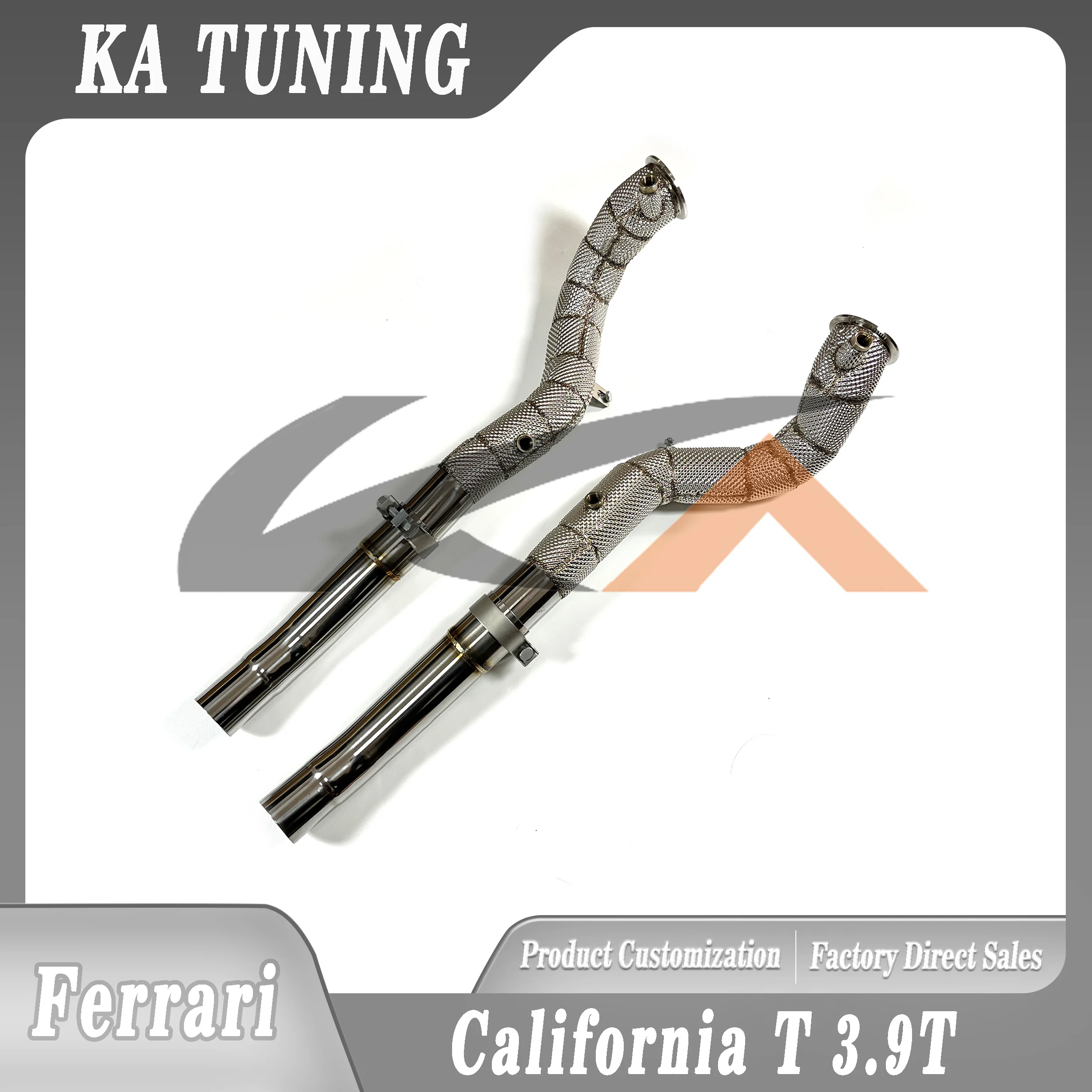 KA Tuning Stainless Steel Downpipe Exhaust Headers for Ferrari California T 3.9T Performance Auto Parts with Heat Shield