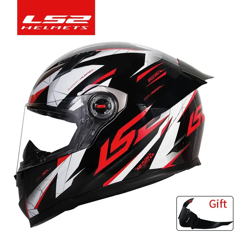 LS2 Full Face Capacete Masculino Free Gift Spoiler ls2 FF358 Motocross Racing Man Woman Casco Moto Casque No Pump ECE Approved