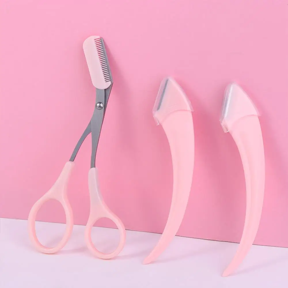 Depilación, aplicador de pestañas postizas femeninas, recortador de cejas, herramientas de maquillaje para recortar cejas, tijeras para cejas con peine