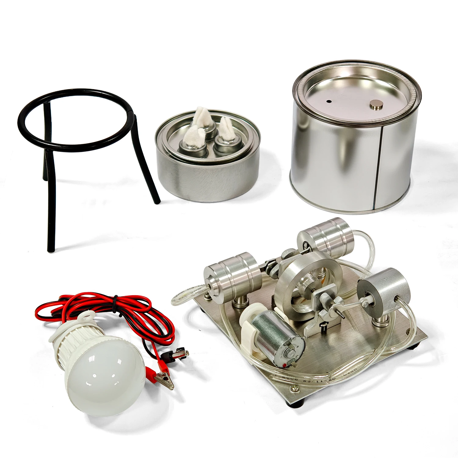 Stirling Wart Reciprocating Steam Engine Generator Model  Generator with Light Bulb  DIY Physics Experiment Toy
