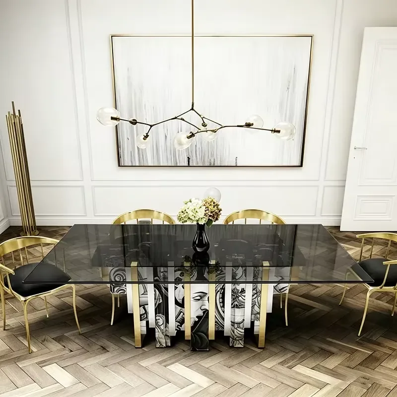 High quality hand-painted dining table, blue and white antique charm