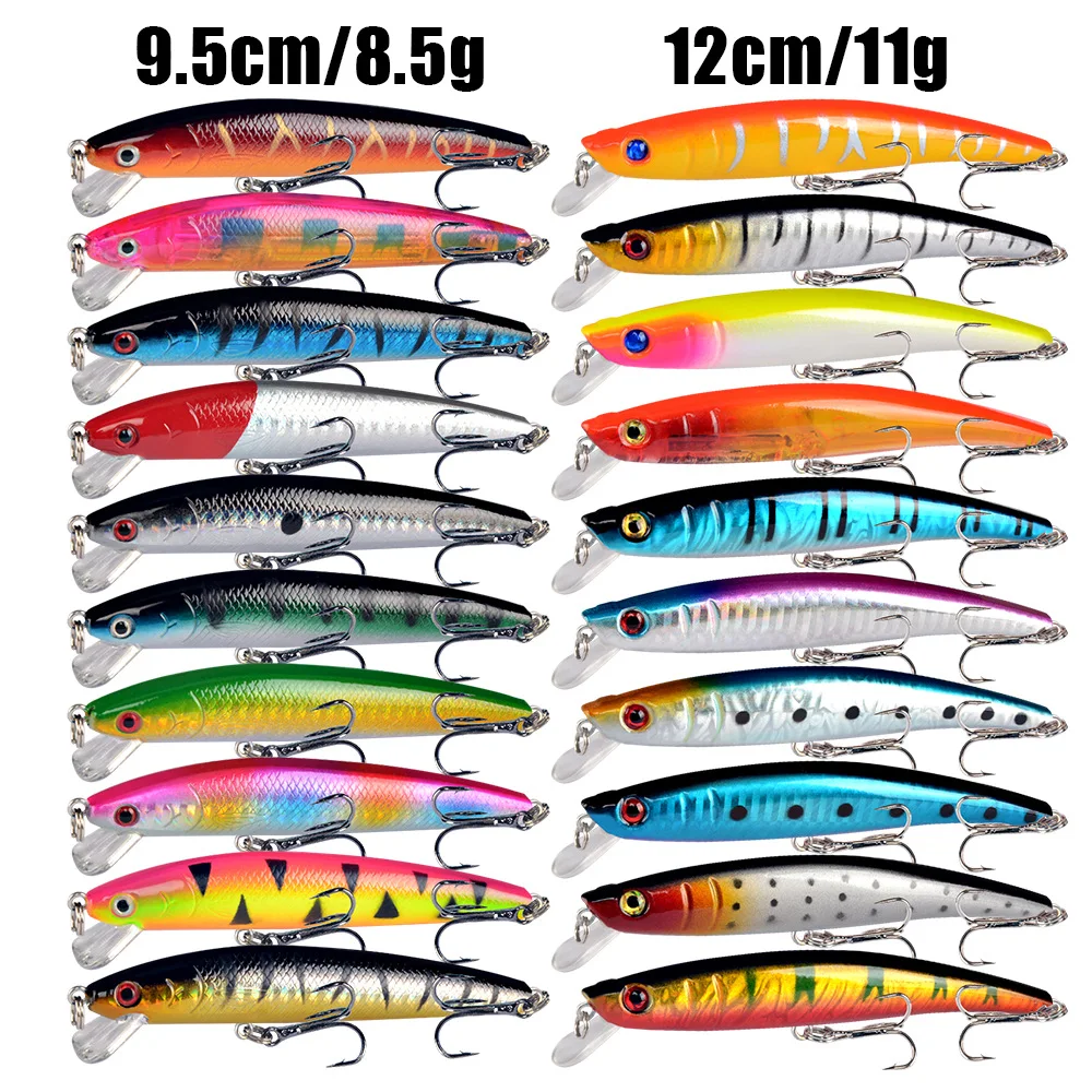 20Pcs/Lot Mixed Colors Fishing Lure Set Floating Minnow Wobblers Isca Artificial Hard Baits Treble Hooks Carp Fishing Tackle Kit