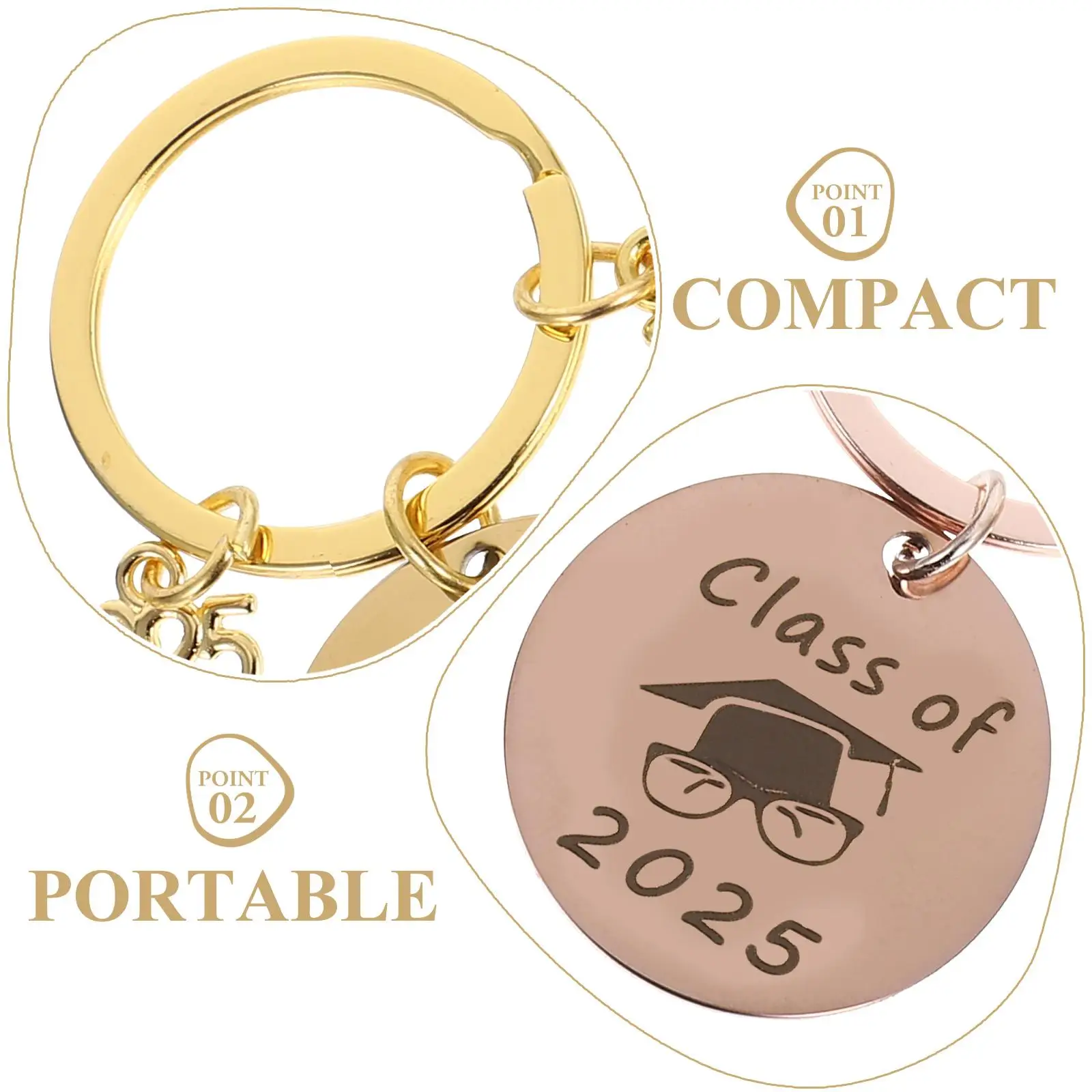 

3 Pcs Graduation Keychain Keychains Decorations 2025 Presents Ring Senior Zinc Alloy