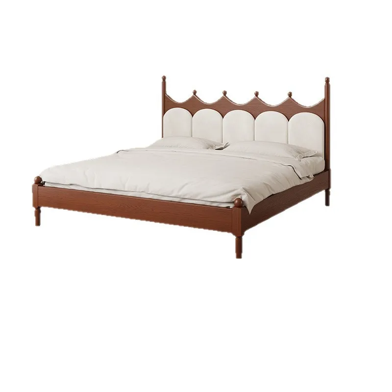

CX medieval style, solid wood bed master bedroom household 1.8 meters double bed simple soft bag backrest wedding bed