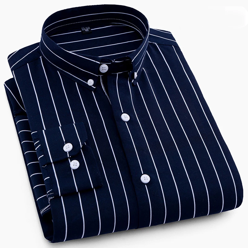 Chemise à manches longues pour homme, tenue d'affaires décontractée, à rayures, avec boutons, vêtements de marque, coupe cintrée, M-5XL, NS5561