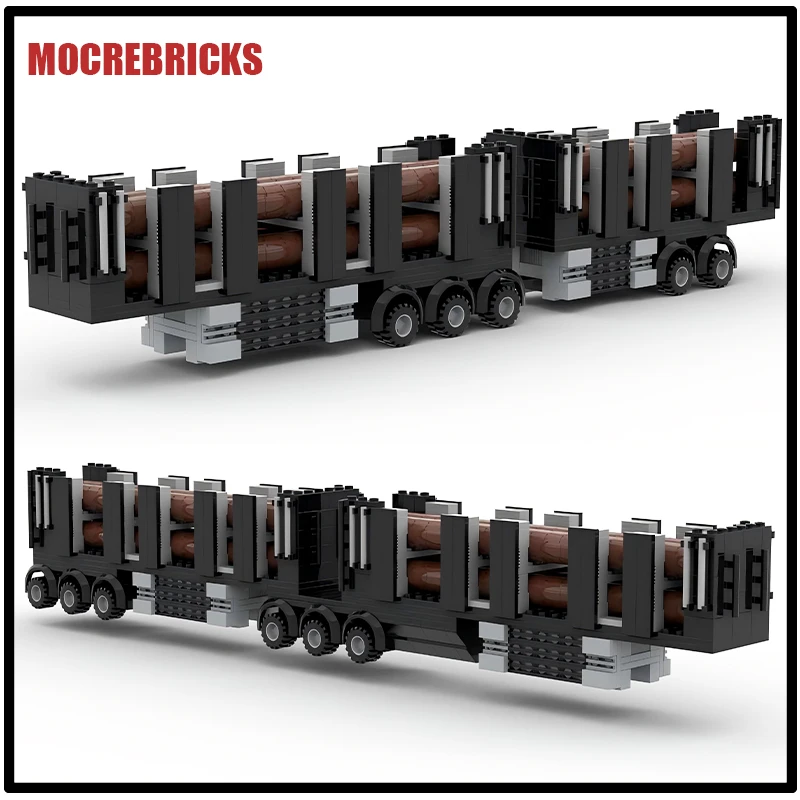 

MOC City Transport Freight Trains Logging Trailer Building Blocks Railway Carriage Model Technology Bricks Toys Kid's Xmas Gifts