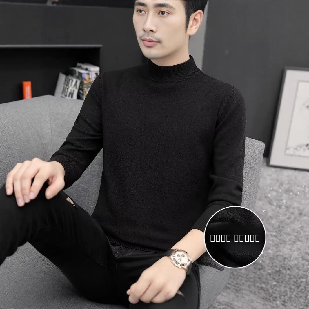 

Men's Thiened Mid-Ne Sweater f-High Collar Knitted Warm Base irt Autumn Winter New Sle Outerwear for Ci Walk