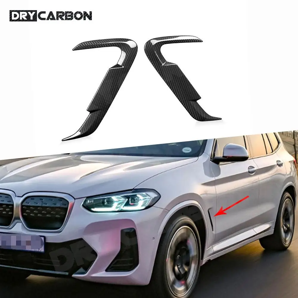

Carbon Fiber Front Fender Vent Fin Trim Cover For BMW iX3 G08i 2022 FRP Black Bumper Body Kits Decoration Car Accessories