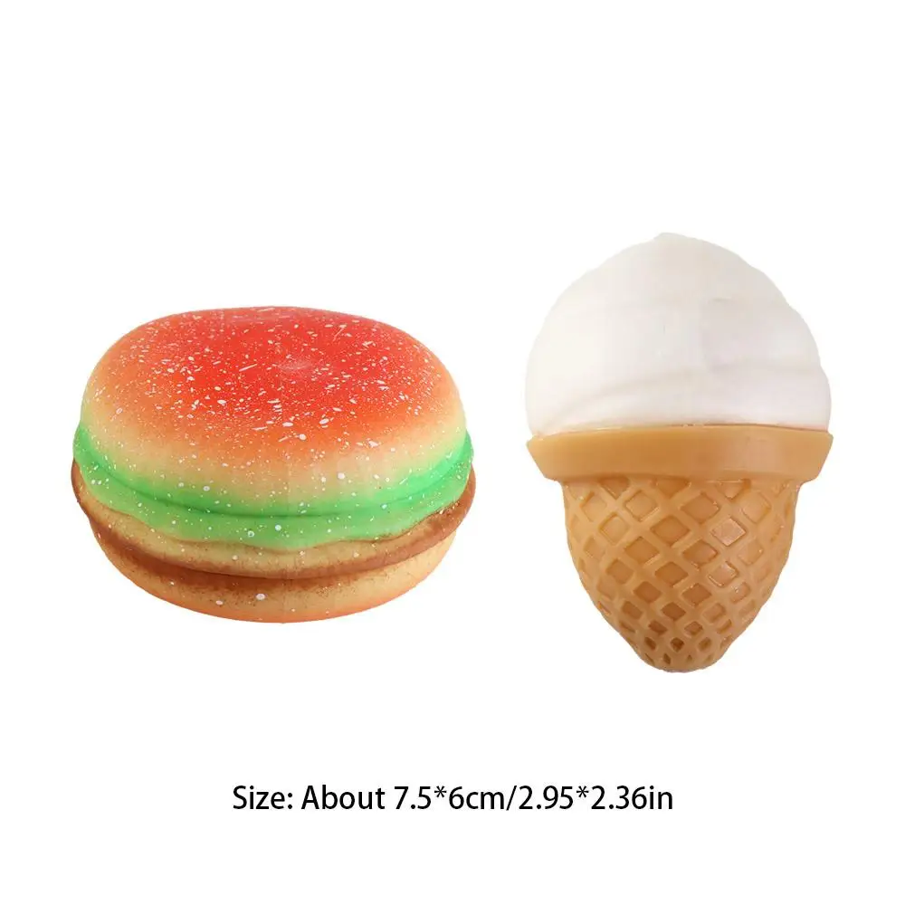 Ice-cream Hamburger Squeeze Toy Sensory Toy Silicone Simulation Food Fidget Toy Fidget Toy 3D Pinch Decompression Toy