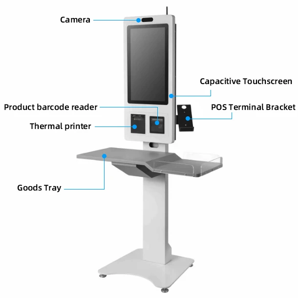 آلة قارئ الباركود التعرف على الوجه 21.5-32 بوصة Full HD لمطعم الوجبات السريعة الساخن بيع طلب الطعام في الأماكن المغلقة