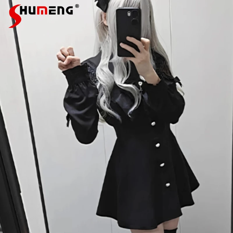 

Sailor Collar Short-sleeved Top Long-sleeved Slim-fit Dress Bud Set Japanese Lolita SC Mass-produced Short Pants Two Pieces Suit