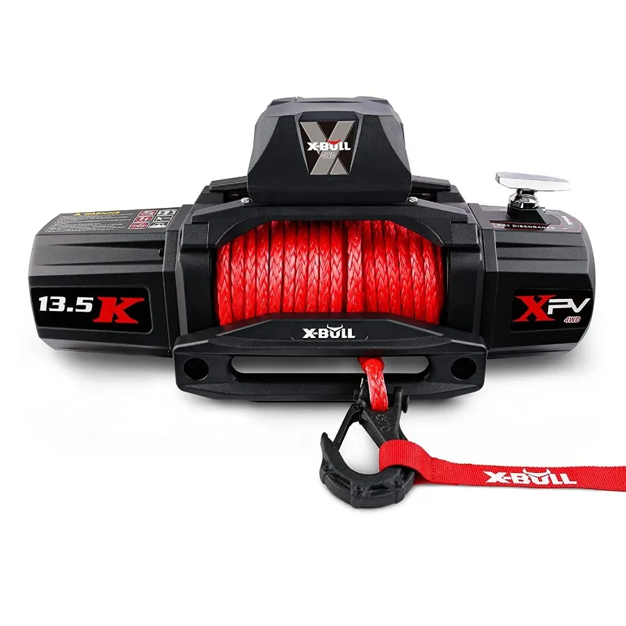 

XBULL Electric Winch XPV 13500 LBS 12V Synthetic Red Rope New Arrival Jeep Towing Truck 4WD
