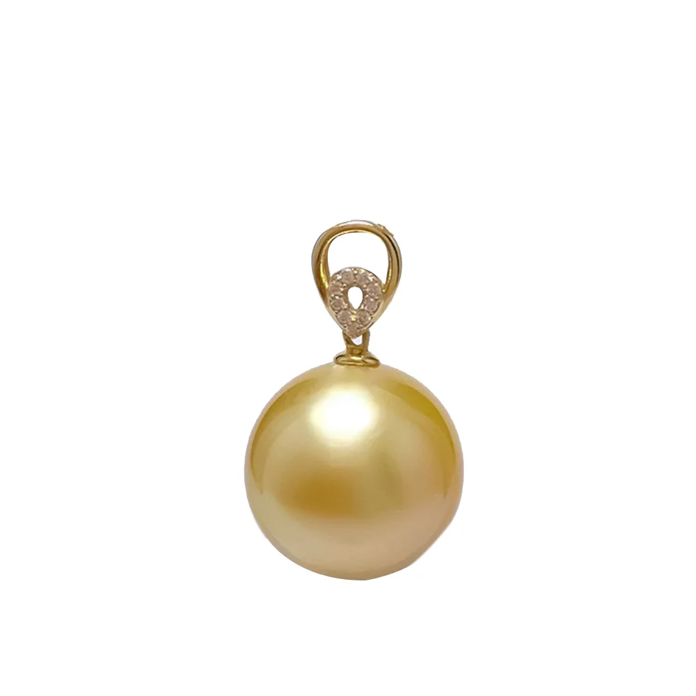 

SHILOVEM 18k Gold Pearl pendant New Birthday Christmas Gift Fashion Wholesale Women none necklace 12mm yzz1212888zz