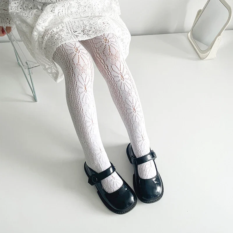 

Cute Vintage Korean White Fishnet Lolita Tights Pantyhose Summer Mesh Thin Cotton Netting Stocking for Children Baby Girls Kids