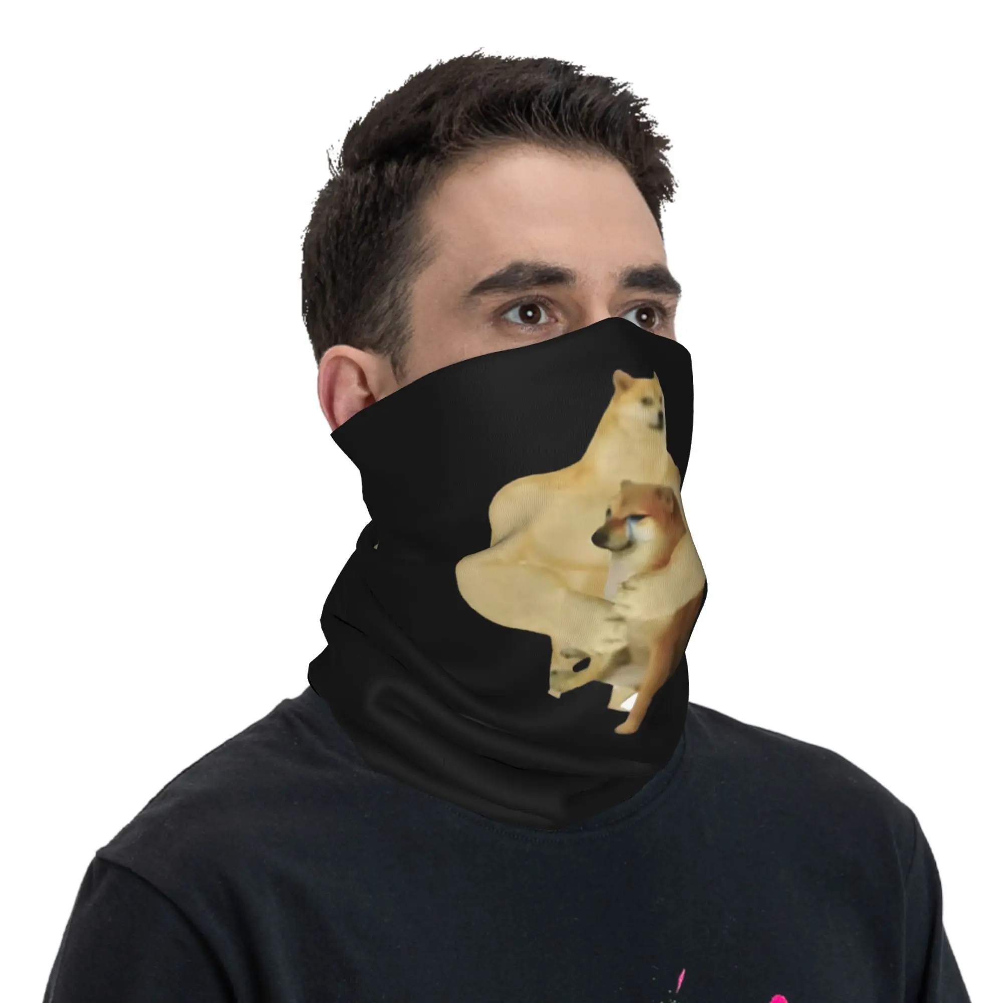 Doge Shiba Inu Memes Bandana Neck Gaiter Printed Wrap Scarf Multifunction Face Mask Running Unisex Adult Windproof