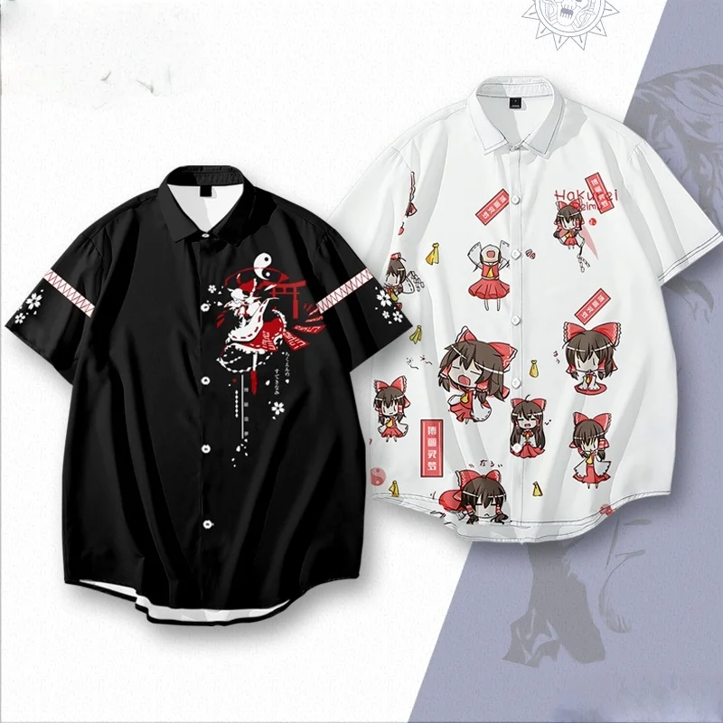 

Game Touhou Project Hakurei Reimu Shirt 3D Printing Woman Man Short Sleeve Hawaiian Shirt Men Women Fashion Beach Sport Shirts