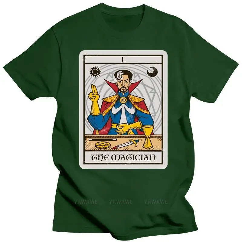 Herren Marke T-Shirt Sommer T-Shirts für Männer Dr. seltsame Tarot-Karte der Magier klassische schwarze T-Shirt Sommer Unisex Kurzarm