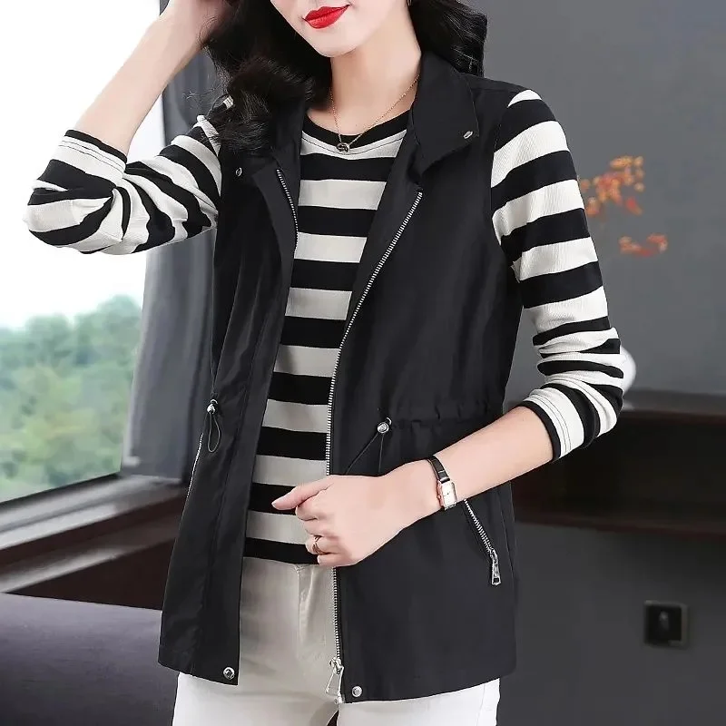 

Majia Chunqiu 2024 New Style Leeveless Jacket Female Back Vest Casual Loose Waistcoat Outside The Coat Slim Women's Fashion Tops